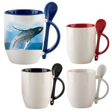 Mug Cerámica para Sublimación con Cuchara - 11 oz | MU-34